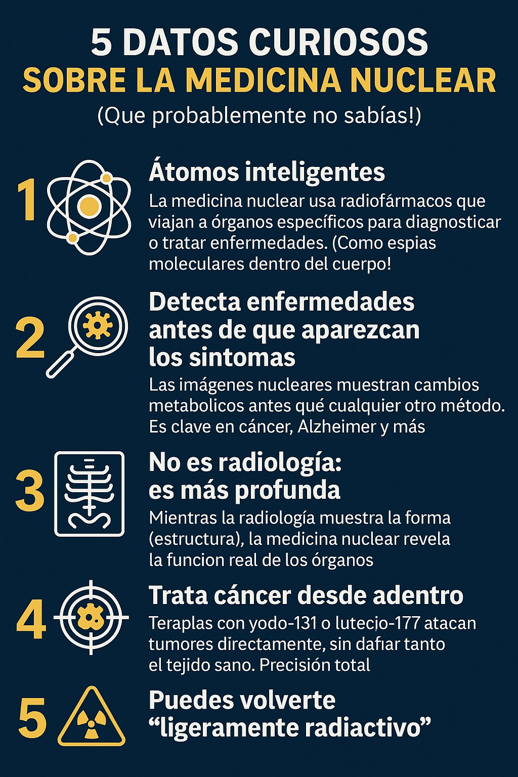 5 datos curiosos sobre la medicina nuclear - infografía CDG Médicos